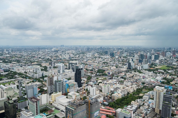 Top view of the city building of bangkok cityscape