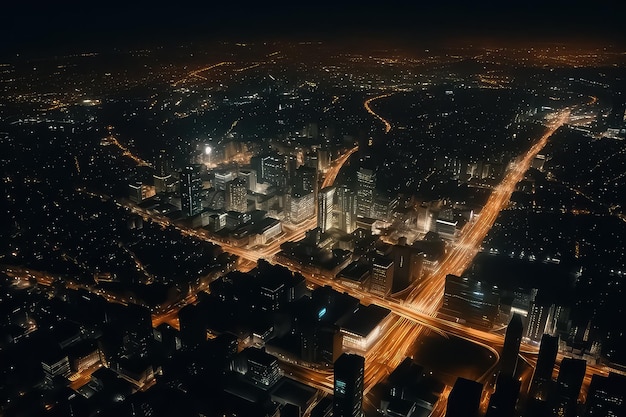 Top view of city street drone photo AI