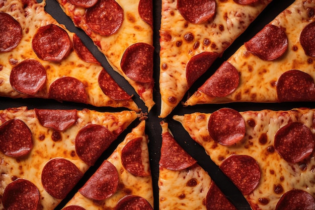 Top view closed up of slice of pizza Generative AI