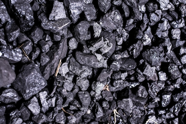 Top view of a coal mine mineral black for background. Used as fuel for industrial coke.