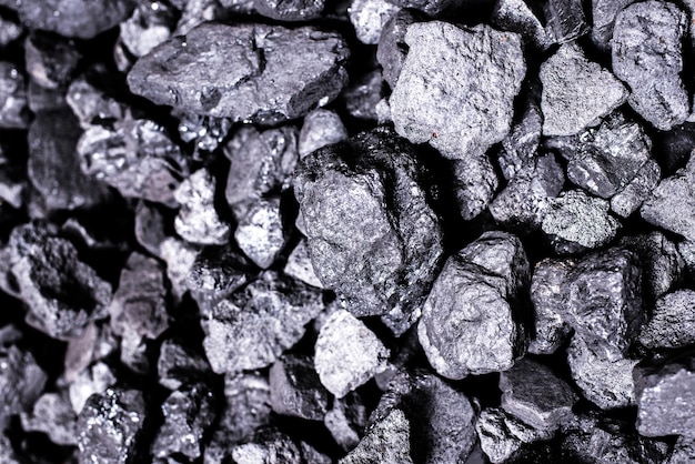 Top view of a coal mine mineral black for background. Used as fuel for industrial coke.