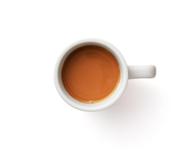 Photo top view of coffe cup with clipping path