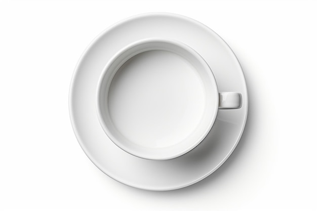 Top view of a coffee cup isolated on a white background