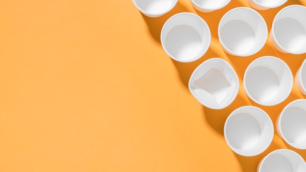 Top view collection of plastic cups