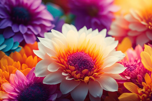 top view Colorful background from petals flowers ai generative