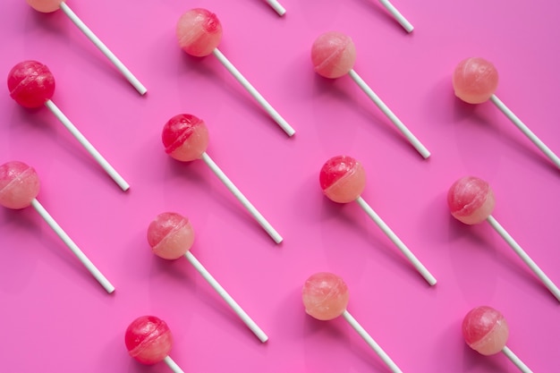 Top view colorful ball lollipops