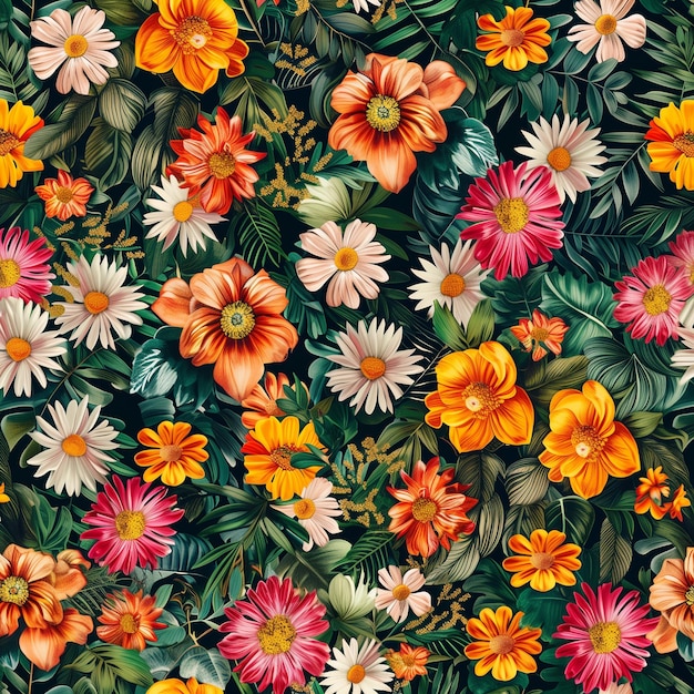 Top view of colorful beautiful flowers background