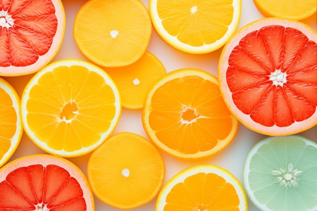 Top view of colorful citrus slices Generative AI