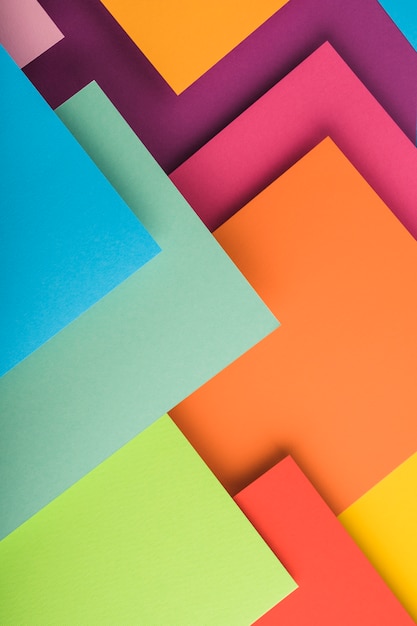 Top view of colorful paper sheets