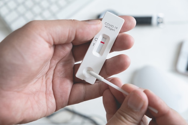 Top view of Corona Covid19 Rapid Test Antigen Test kit