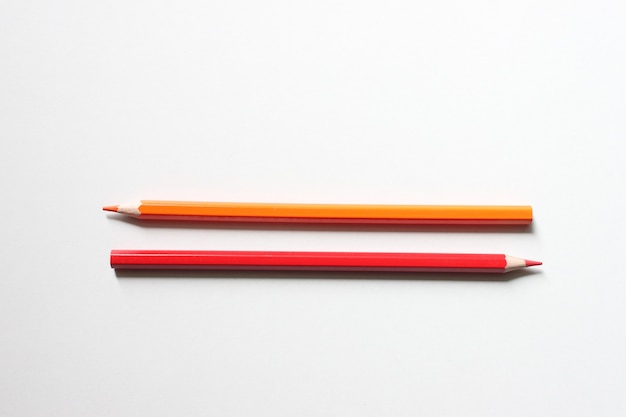 Top view crayon is placed on a white background and have copy space.