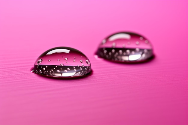 Top view d render of water effect on a pink shiny surface