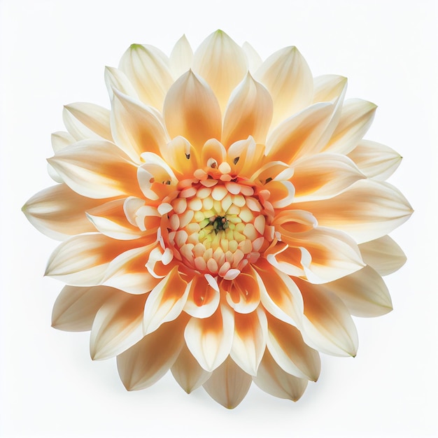 Top view of Dahlia flower on a white background perfect for representing the theme of Valentine's Day