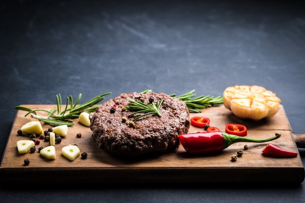 Top view of delicious beef burger