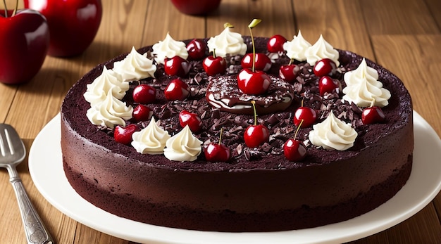 top view of a delicious black forest cake