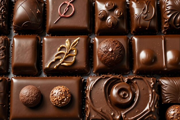 Top view of delicious chocolate assortment