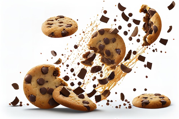 Top view delicious chocolate chips cookie Generative Ai