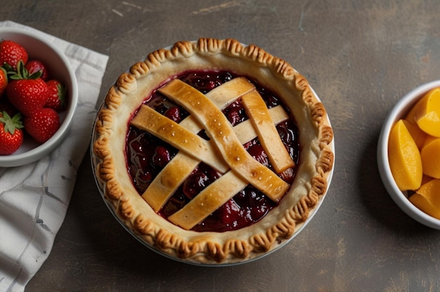 Photo top view delicious pie for morning meal