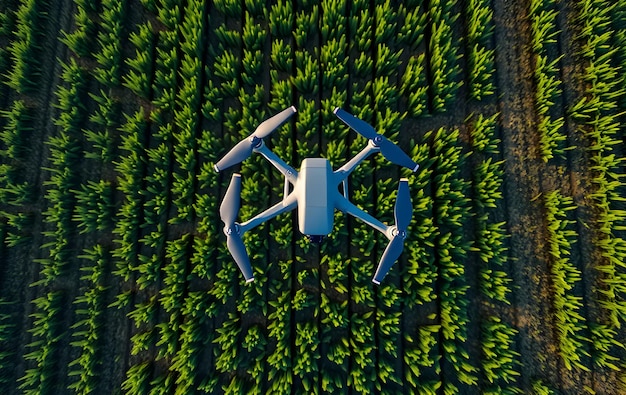 Top view Drone in agriculture field Drone in soybean crop