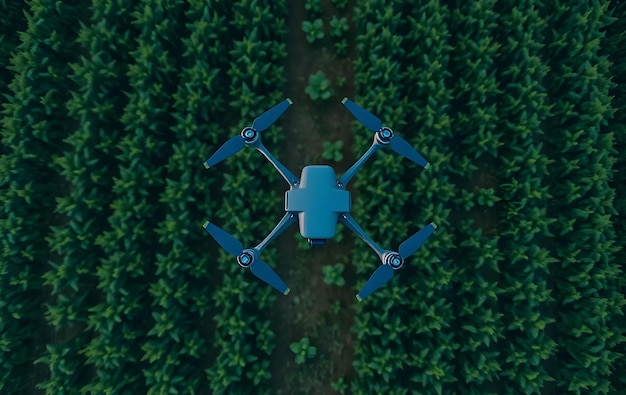 Top view Drone in agriculture field Drone in soybean crop