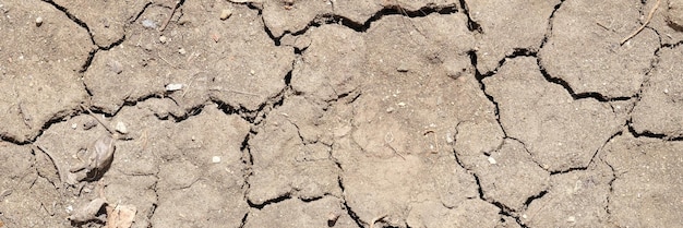 Top view of drought land without water dry ground effect prolonged period of abnormally low