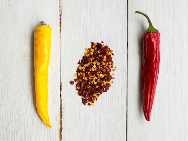 Top view dry chilli with spices