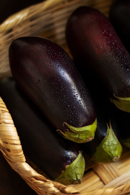 Top view eggplants arrangement