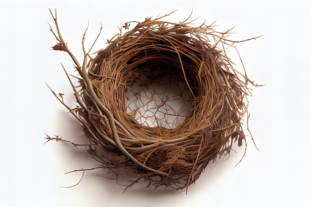 Top view of empty bird nest realistic Generative Ai