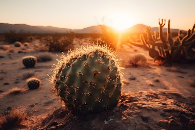 Top view of exotic cactus in desert Neural network AI generated