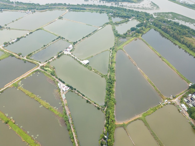 Top view Fish hatchery pond