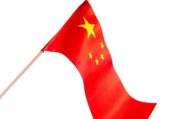 Top view flag of the peoples republic of china isolate with copy space on white background the flag