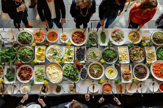 Top view over food banquet