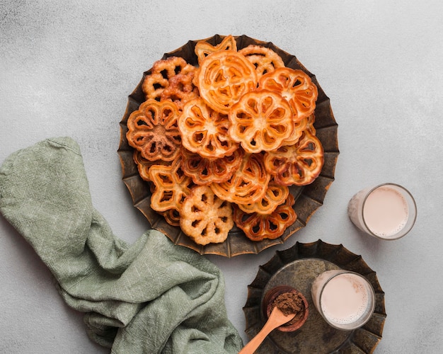 Top view food plate arrangement