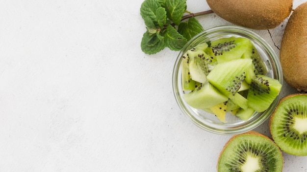 Top view fresh kiwi ready to be served