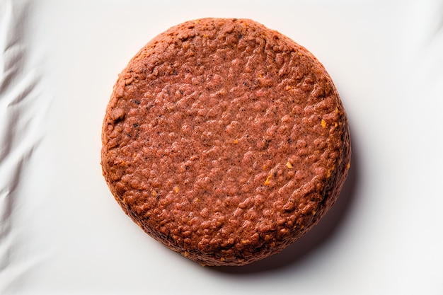 Top view of freshly cooked hamburger meat on a white background