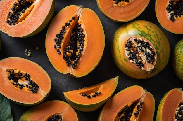 Top View of Freshly Sliced Papaya