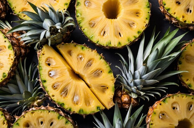 Top View of Freshly Sliced Pineapple