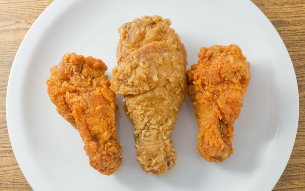 Top View of Fried Chicken Wings on A White Dish