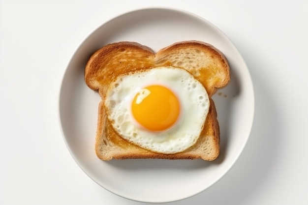 Top View of Fried Egg on Toasted Bread on a Transparent Background AI