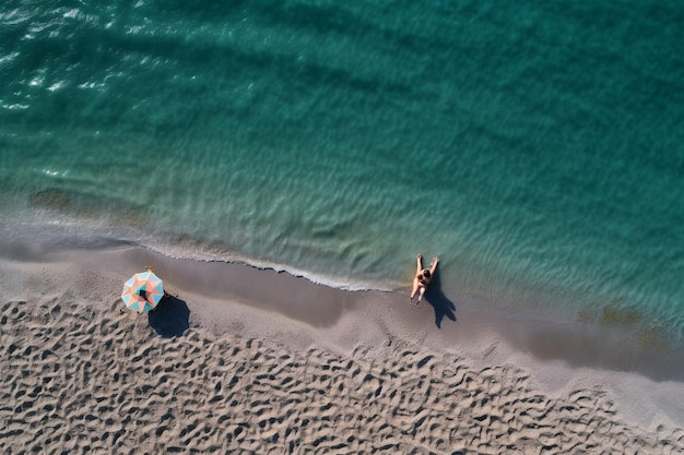 Top view of friends relaxing at the beach