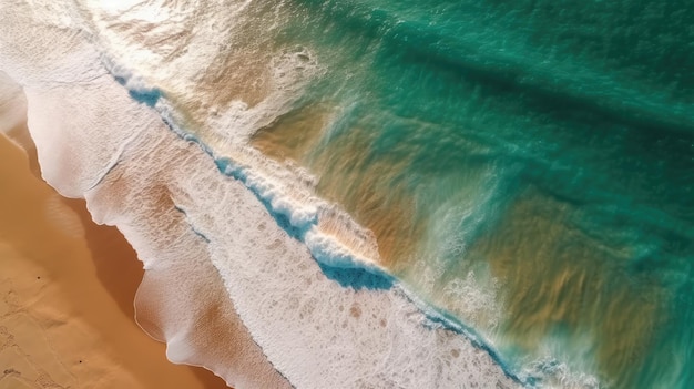 Top view from drone photo of beautiful beach generative ai