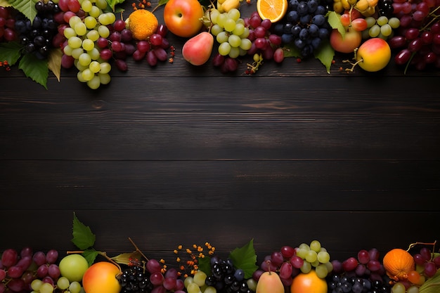 Top view fruit frame with copy