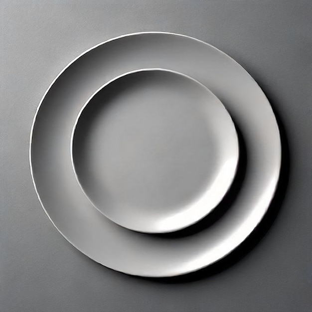 top view of gray round one plate for mockup ai image