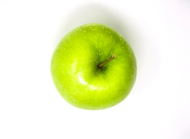 top view of green apple isolated on white