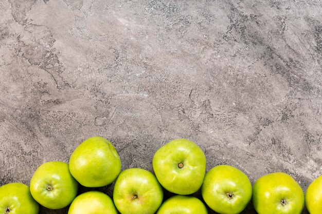 Top view green apples frame