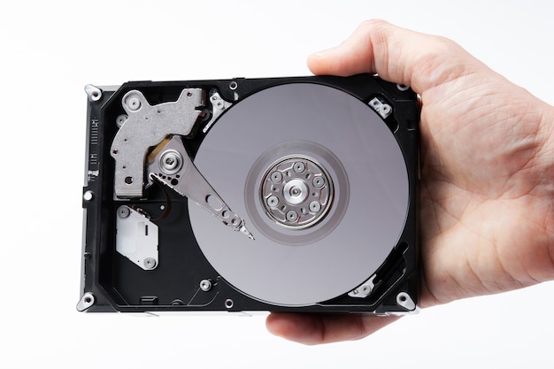 Top view hand holding hard drive