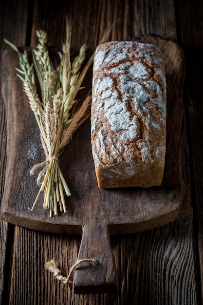 Top view of healthy bread with grains