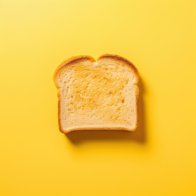 Top view of healthy breakfast fresh toast with butter against yellow mustard background