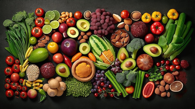 Top view healthy food Generative AI