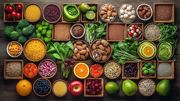 Top view healthy food Generative AI